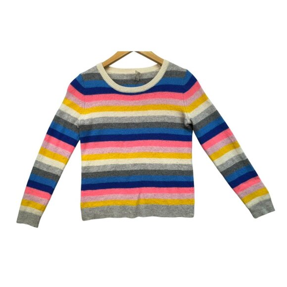 J. Crew Striped Lambs Wool & Nylon Sweater S Multicolor Rainbow - Picture 1 of 10